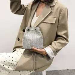 На Новинка Лето 2019 в Корейском стиле с блестками и на плечо сумка-мешок сумка-мессенджер с цепочкой