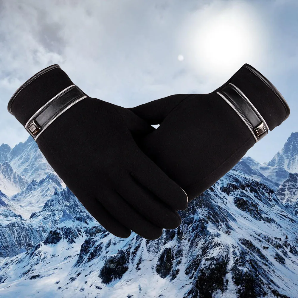 Мужские перчатки из натуральной овечьей кожи, осенне-зимние теплые черные перчатки с сенсорным экраном на весь палец, высококачественные перчатки