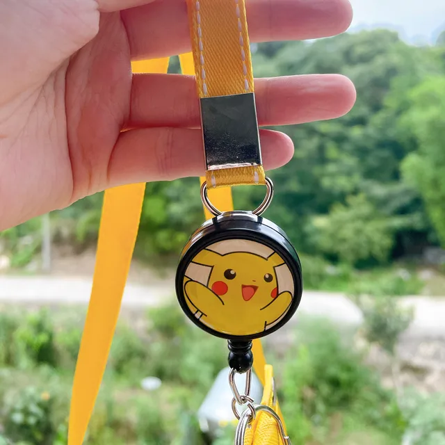 Pokemon pikaqiu action figure cute hanging neck retractable card
