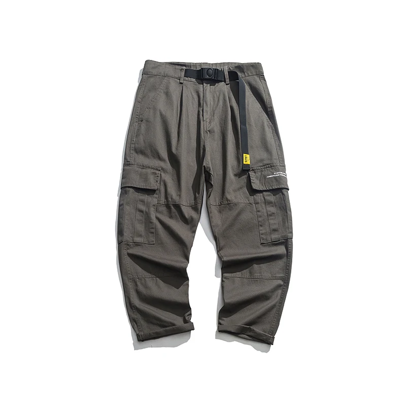 Осенне-зимние Новые повседневные однотонные декоративные комбинезоны с карманами свободные трендовые Хлопковые Штаны для уличного бега