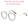 Double Beam Metal Polygon Finished Myopia Glasses Women Men Literary Student Prescription Eyeglasses Diopter 0 -0.5 -1.0 To -6.0 1