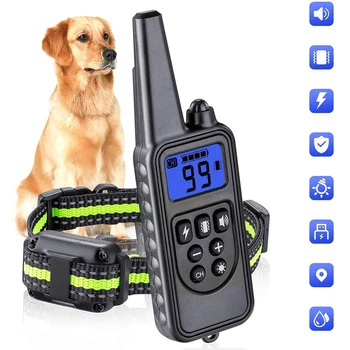

800m Electric Dog Training Collar Pet Remote Control Waterproof Rechargeable with LCD Display for All Size Shock Vibration Sound