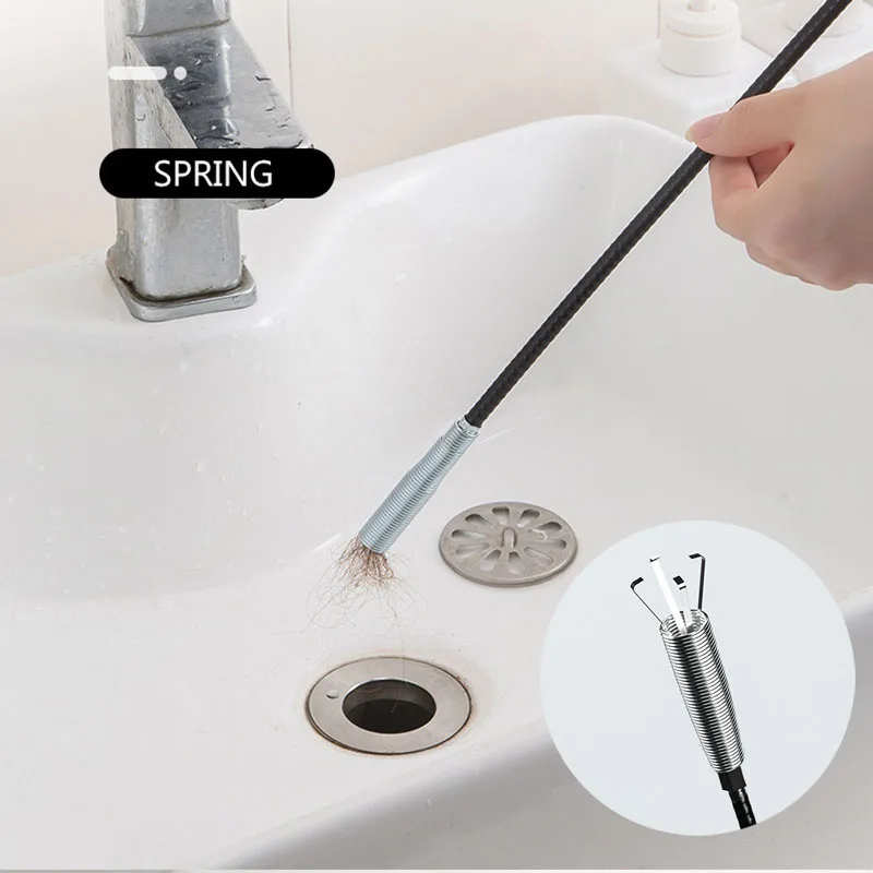 

160CM Spring Pipe Dredging Tool Bendable Drain Snake Drain Cleaner Clog Tools Household For Kitchen Bath Sewer Sink Tools