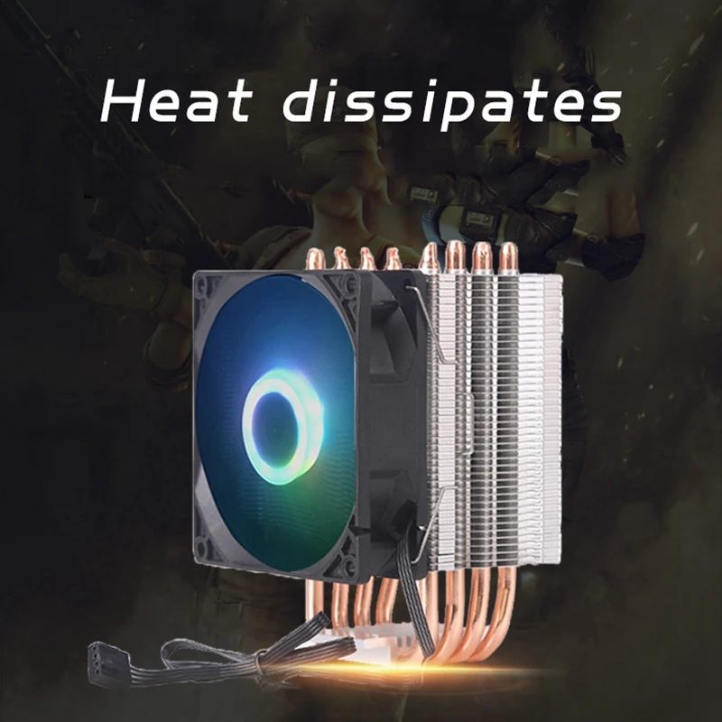 9Cm 4 Heat Pipe 4 Pin Single Fan With Light Cpu Fan Cpu Heatsink For Intel 775/1150/1155/1156/1366 For Adm All