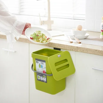 

3L Folding Waste Bin Kitchen Cabinet Door Hanging Trash Can Wall Mounted Trashcan for Bathroom Toilet Waste Storage Container