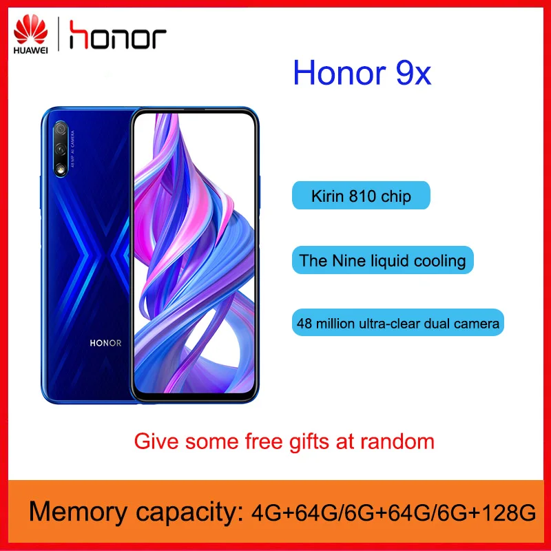 Смартфон Honor 9X русская версия полный экран двойная камера 48 МП 6 59 дюйма мобильный