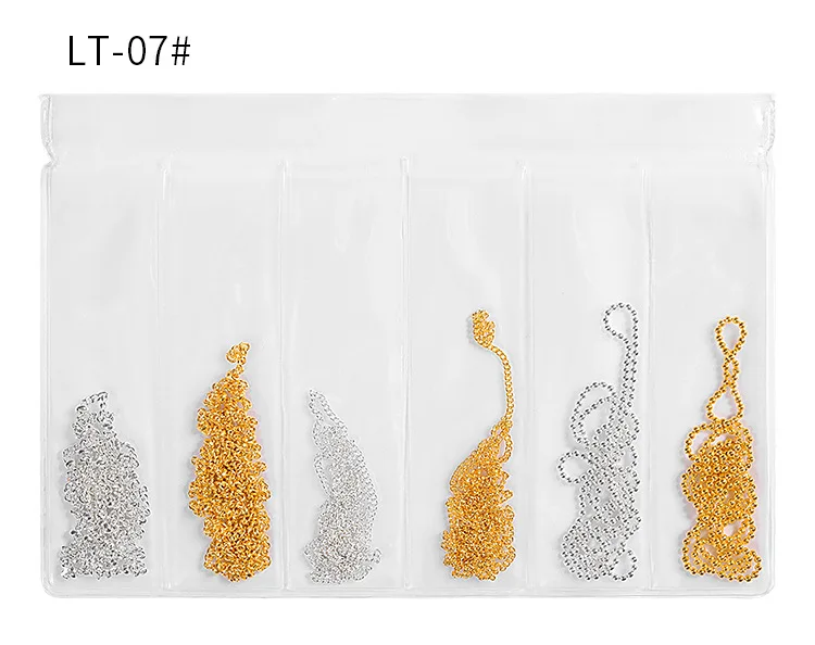 6 сеток/упаковка 3D металлическая цепочка для украшения ногтей в стиле панк стальная цепочка для ногтей шармы алмазные бусины ювелирные изделия ползунки аксессуары - Цвет: 7