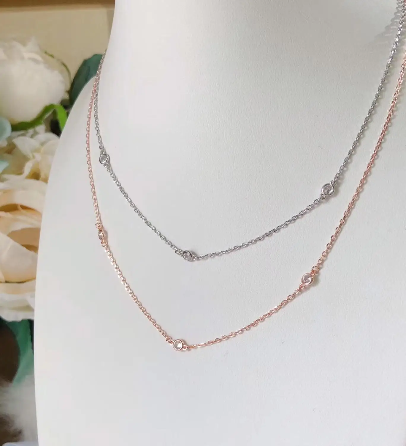 

TSHOU313 925 Sterling silver Fashion Jewelry long round necklace 925 Silver women accessories