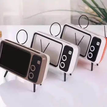 

Creative Retro Tv Style Mobile Phone Bracket Card Wireless Speaker Outdoor Wireless Audio Professional