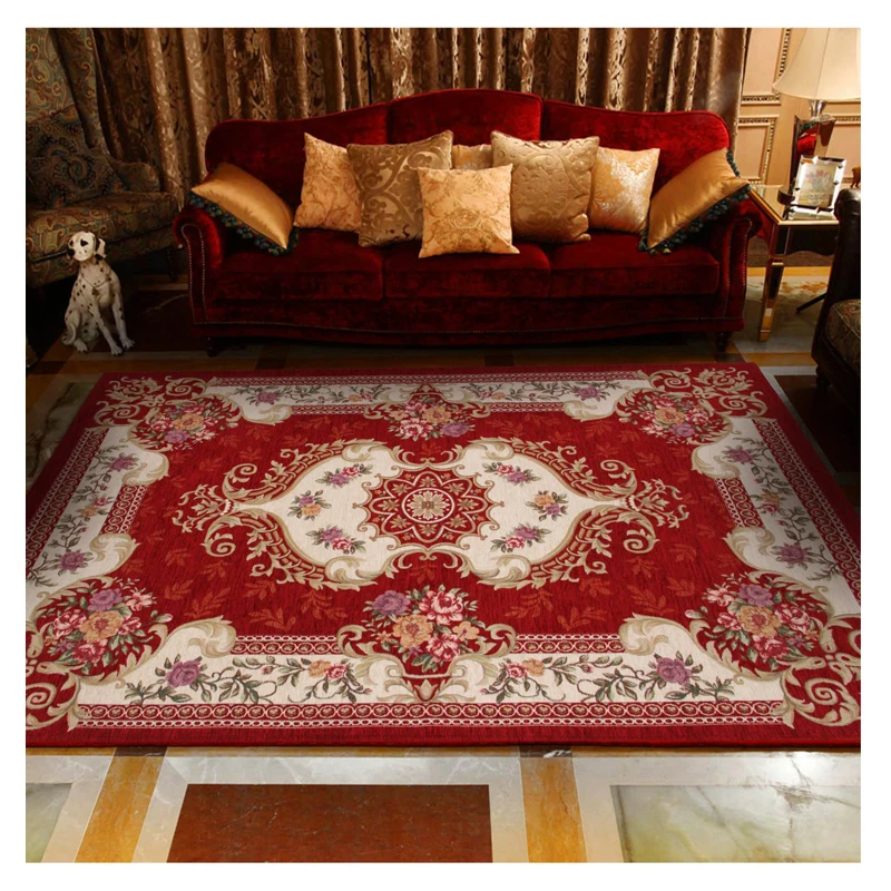 

European style craft chenille jacquard carpet floor mat bedroom living room tea table large carpet home decoration carpet