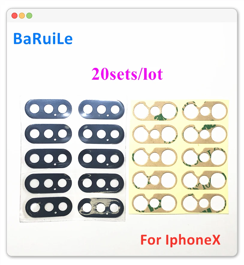 Стекло для задней камеры BaRuiLe 20 комплектов iPhone 7 6 6S 8 Plus X XR XS Max 7Plus объектив с