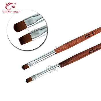 

TP Acrylic Nail Brush Crimped 100% Kolinsky Sable UV Poly Gel Brush Gel Builder Manicure Brush Flat Round Red Wood Nail Brush