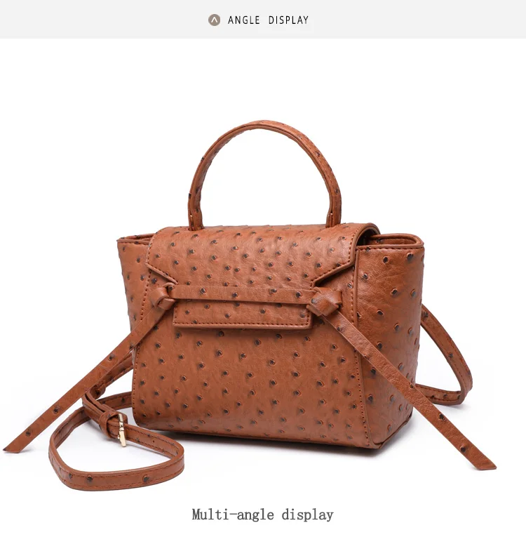 2020 New Arrival Ostrich Blue Trapeze Bag Women Luxury Brand Top Handle Brand Handbag Lady Bag Purse