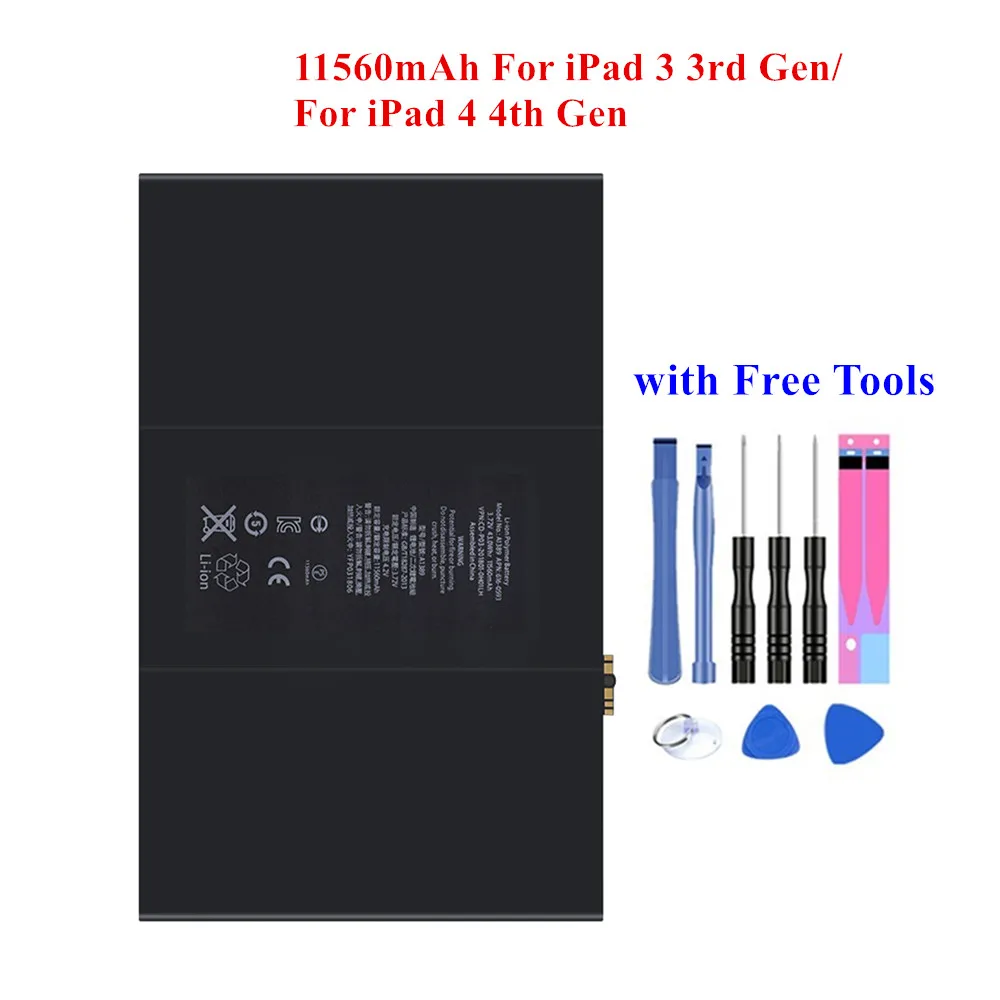 Batería de repuesto para tableta, herramientas de 3/4 mAh para Apple iPad 11500 rd A1403 A1416 A1430 A1433 A1459 A1460 A1389