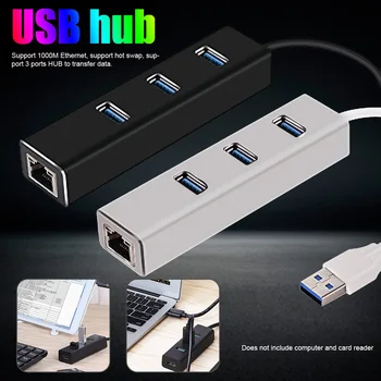 

Extender 3 Port USB3.0 Accessories Multifunctional Aluminum Alloy Computer Data Transfer Gigabit Ethernet LED USB C Hub 1000Mbps