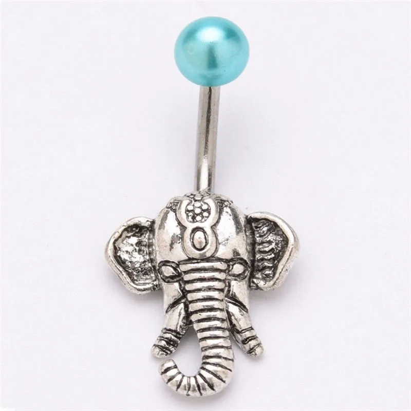 Fashion Navel Belly Button Rings Steel Belly Bars Navel Piercing Elephant Design Body Jewelry