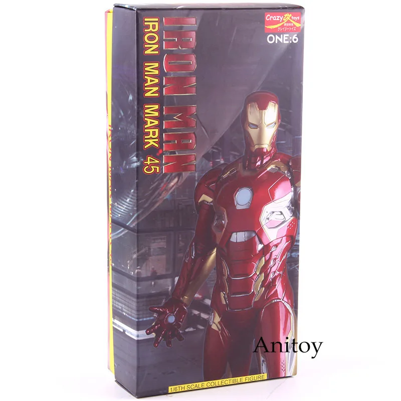 1:6 Сумасшедшие игрушки Marvel Мстители фигурка железного человека Mark XLV Ironman MK45 1/6 масштаб Железный человек фигурка Коллекционная модель игрушки