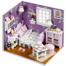 DIY ручной работы миниатюрный кукольный домик Милый мечты собрать комплект со светодиодный светильник сладкий солнечный кукольный дом девочка подарок