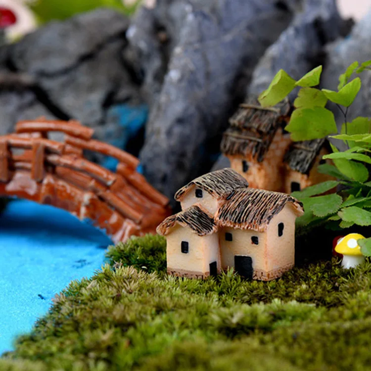  DIY Sand Table Model Micro Landscape Decoration Fat Small House Villa Thatched Fish Tank Landscapin