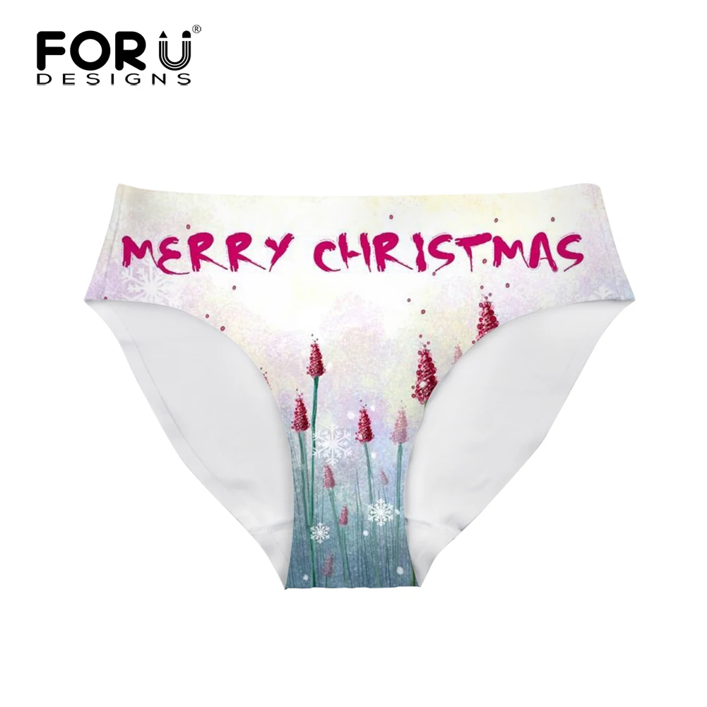 FORUDESIGNS/новогодний фестиваль, женское нижнее белье со снежинками и рождественским принтом, женские трусики, Дамское сексуальное нижнее белье, танга, стринги, стринги