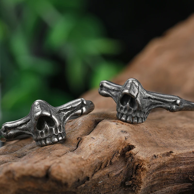 Aesthetic Gothic Vintage 316L Stainless Steel Cool Skull Men's Finger-Ring Punk Rock Bearded Biker Jewelry Christmas Accessories - Image 4