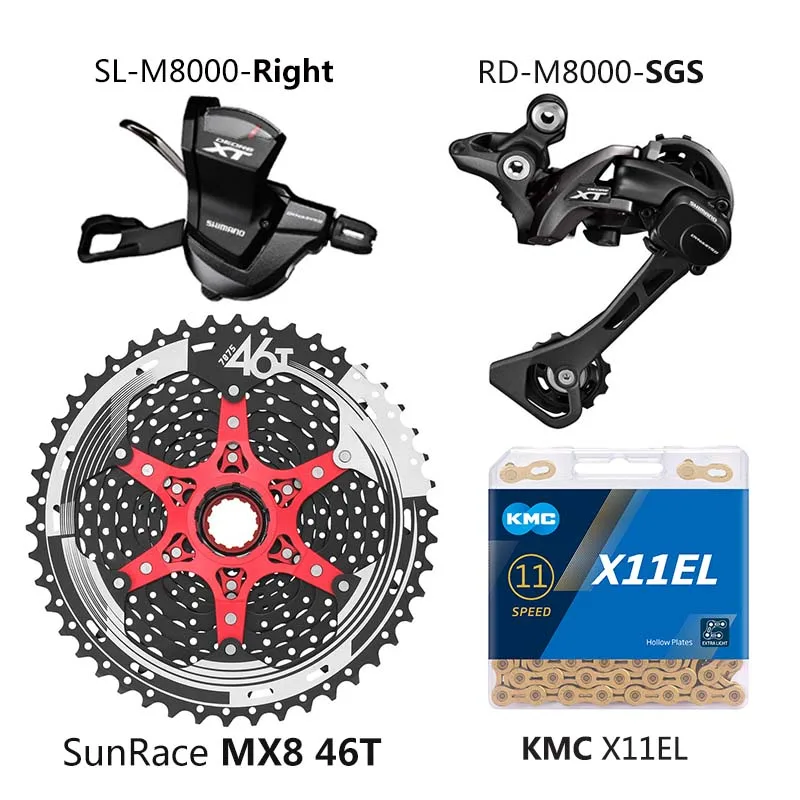 MX8-46T-X11EL Shimano Deore XT M8000 Groupset MTB горный велосипед 1x11-Speed 46T 50T SL+ RD+ CSMX80+ X11.93 X11EL M8000 рычаг переключения заднего хода - Цвет: MX8-46T-X11EL