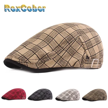 

[RoxCober] Summer Spring Plaid cloth berets Hat Gatsby Hats Driving Cabbie Cap peaky blinder for Men Women hat Newsboy Caps