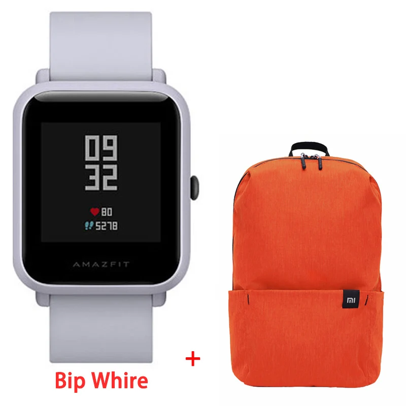 Xiaomi Amazfit Bip Смарт-часы Huami gps Smartwatch Android iOS монитор сердечного ритма 45 дней Срок службы батареи IP68+ рюкзак Xiaomi - Цвет: Bip-Grey-orangebag