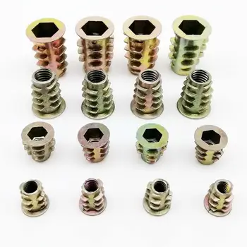 

20pcs High Quality M4 M5 M6 M8 Hexagon Hex Socket Head Wood Furniture Embedded Insert Nut E-Nut Metric Thread Length=10-20mm