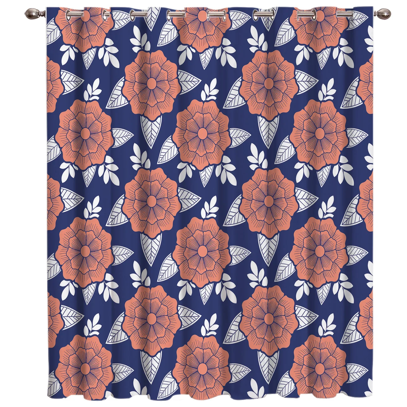 

Navy Traditional Japanese Flower Room Curtains Large Window Window Curtains Dark Window Blinds Blackout Outdoor Kitchen Indoor