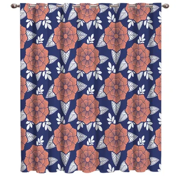 

Navy Traditional Japanese Flower Room Curtains Large Window Window Curtains Dark Window Blinds Blackout Outdoor Kitchen Indoor