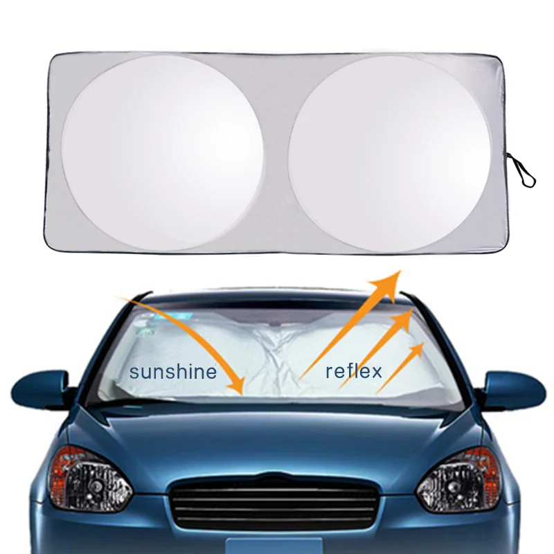 51 x 27 Car Windshield Sunshade Protector Powertiger Foldable Sun Shade for Car Windshield Universal Car Window Sun Shade UV Protection Keep Vehicle Cool Front Window Sun Shade