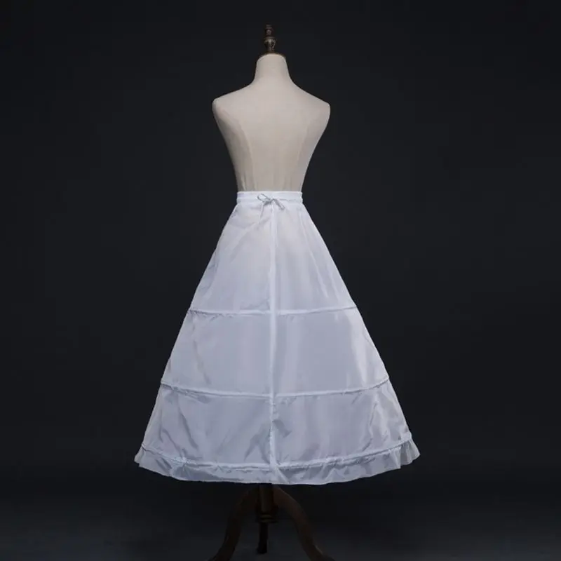 Womens-Single-Layer-3-Hoops-White-Petticoat-Wedding-Gridal-Gown-Dress-Bridal-Crinolines-Drawstring-Waist-A (1)