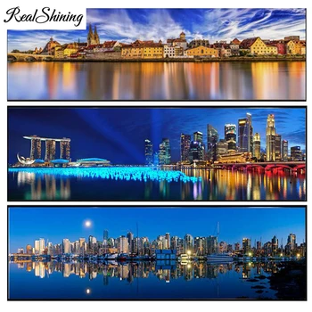 

Large 5D DIY Diamond Painting Amsterdam Night Scene,city Panoramic mosaic full square round Diamond Embroidery For Wall FS6769