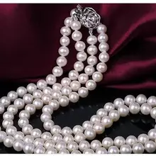 Прекрасный женский подарок 2 ряда 8 мм белый Южно-морской корпус жемчужное круглое жемчужное ожерелье Женские Ювелирные изделия слово