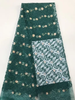 

African sequin lace fabric 2020 embroidery Nigeria lace fabric high quality French tulle lace fabric dress D3775
