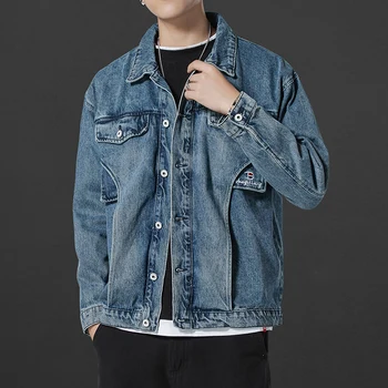 

Men's hooded denim jacket jacket casual denim jacket men's hat