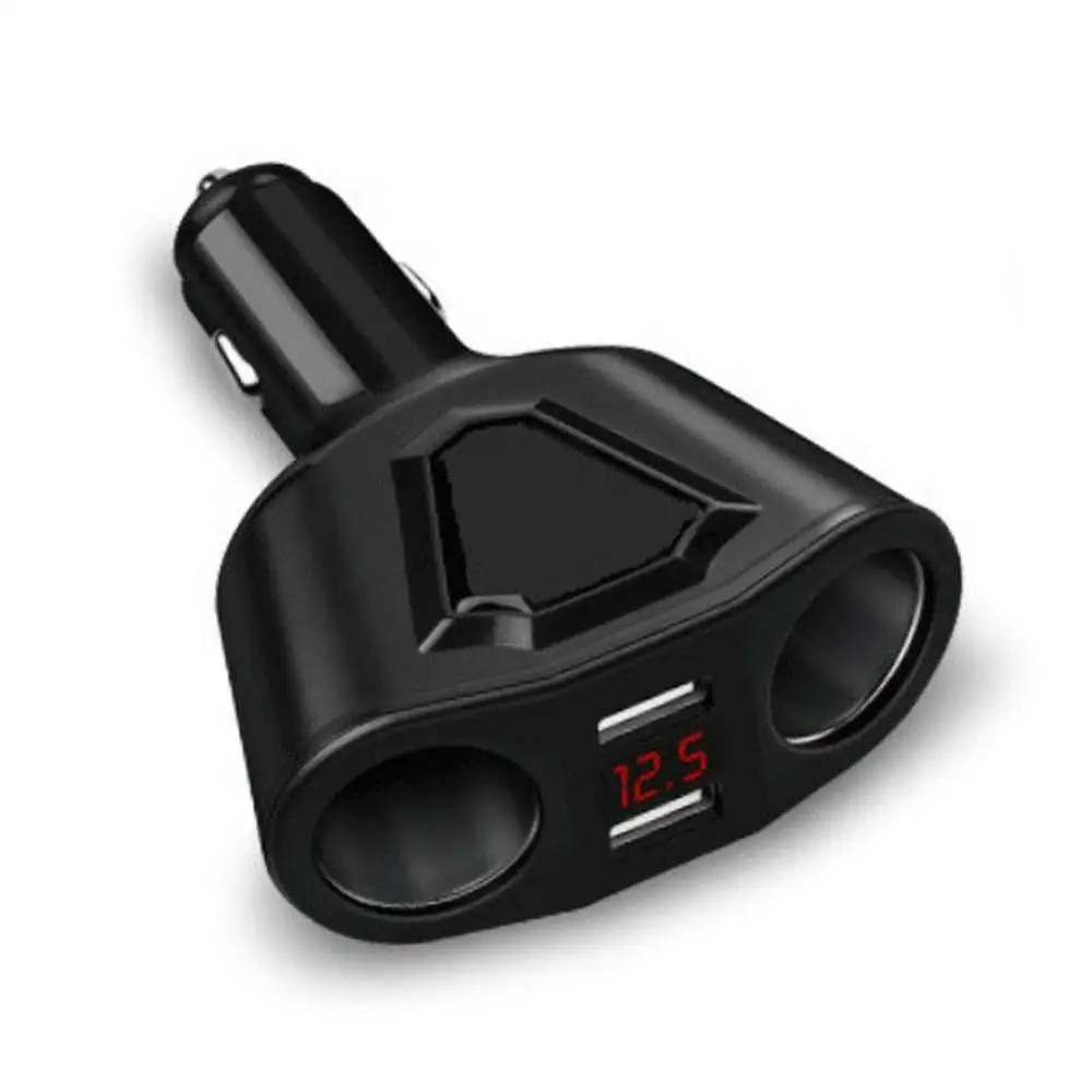 5 в 3.1A автомобильное зарядное устройство с двумя USB с 2 легкосплавные диски дисплей зарядки напряжение тока для iPhone 8 7 6 samsung S8 S7 S6 - Название цвета: Черный
