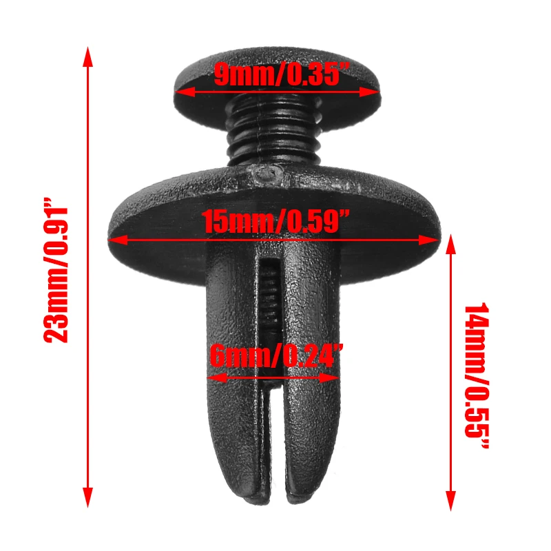 50 шт. 6 мм крепление с отверстиями, зажимы, универсальный автомобильный бампер, крыло, заклепка, застежка, зажим, черные автомобильные аксессуары