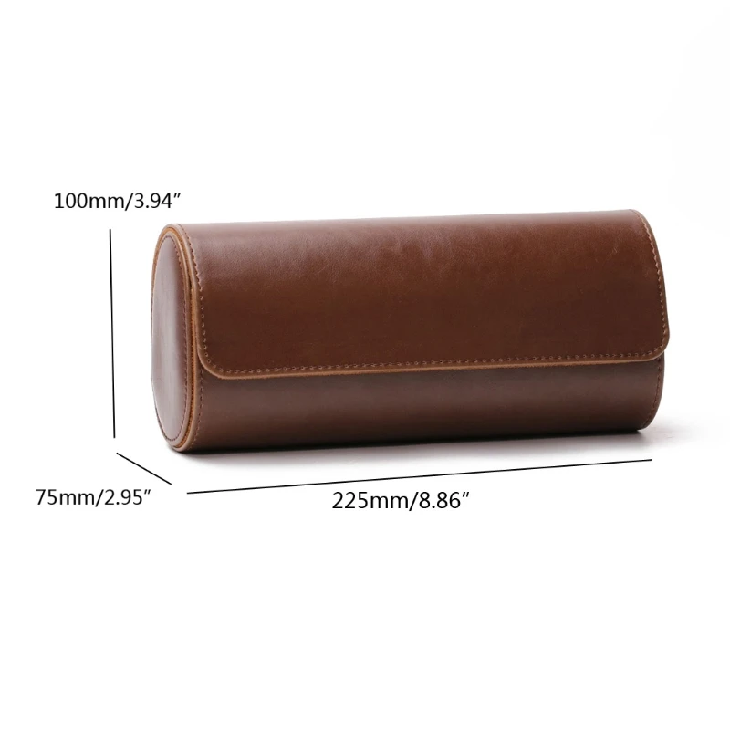 3 Slots Watch Roll Travel Case Chic Portable Vintage Leatherette Display Watch Storage Box with Slid in Out Watch Organizers