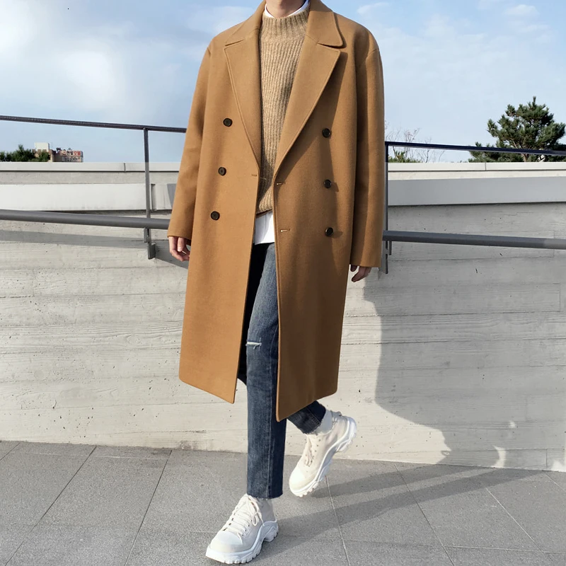 2019 Autumn And Winter New Korean Version Of The Woolen Coat Trend To Keep Warm Solid Color Fashion Casual Windbreaker Jacket 2019 Autumn And Winter New Korean Version Of The Woolen Coat Trend To Keep Warm Solid Color Fashion Casual Windbreaker Jacket