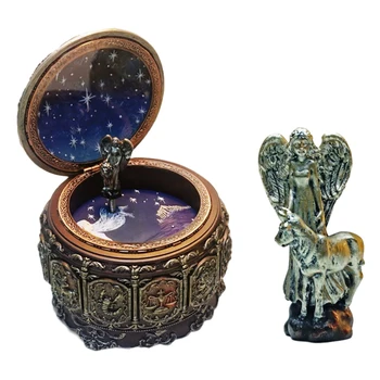 

Gifts Friends Christmas Resin 12 Electric Antique Music Box Round Retro Style Desktop Ornament Birthday Home Decor