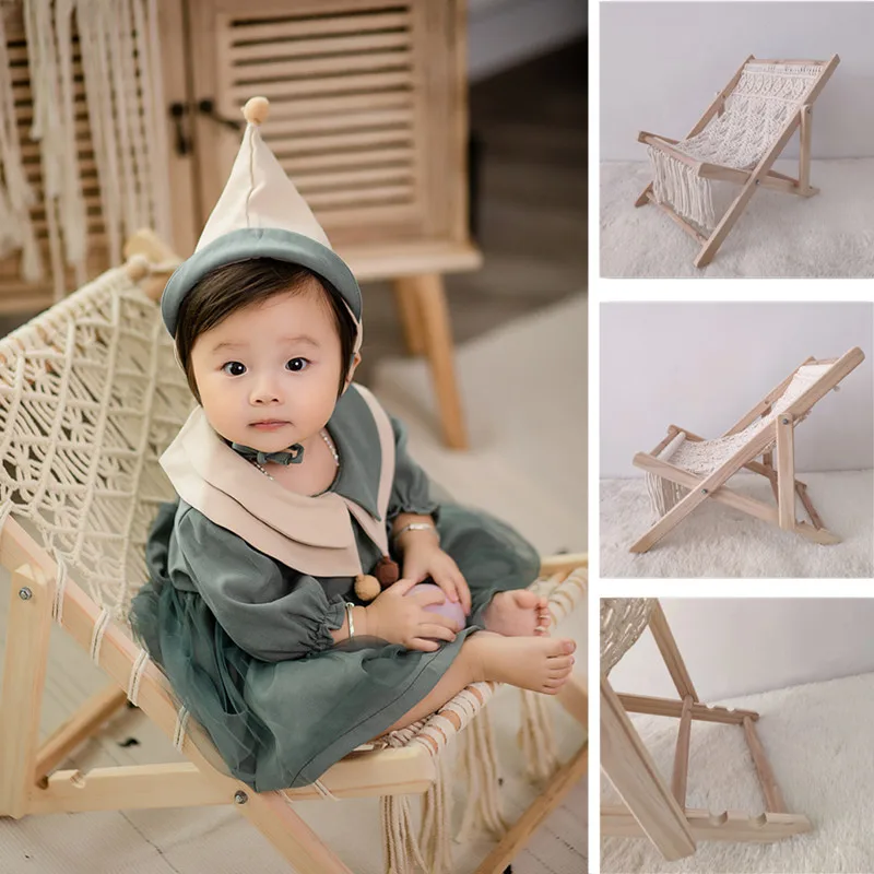 Baby Photo Props Chair,Wooden Folding Baby Photography Chair Recliner Retro Photography Props Accessories for Baby Photo Studio Props