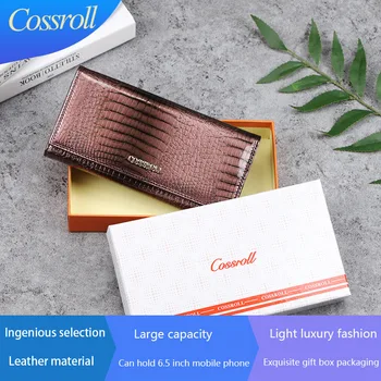 

cossroll Women Wallet and Purses Genuine Leather Female Coin Card Holder Purse Ladies Money Bags Alligator Cow Wallets