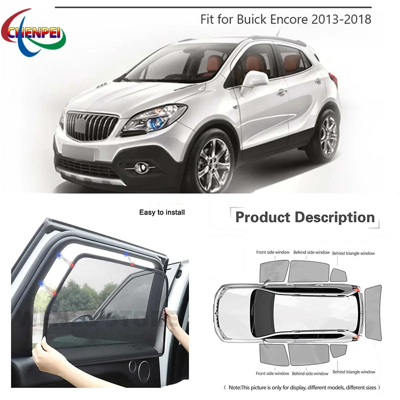 

For Buick Encore 2013 Car Full Side Windows Magnetic Sun Shade UV Protection Ray Blocking Mesh Visor Car Decoration Accessories