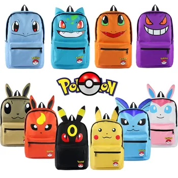 

Pokmoon Cosplay Backpack Nylon Canvas Schoolbag Pkachu Casualbag Eevee Bag Squirtle Charmander Traveling Backpack Cartoons Bag
