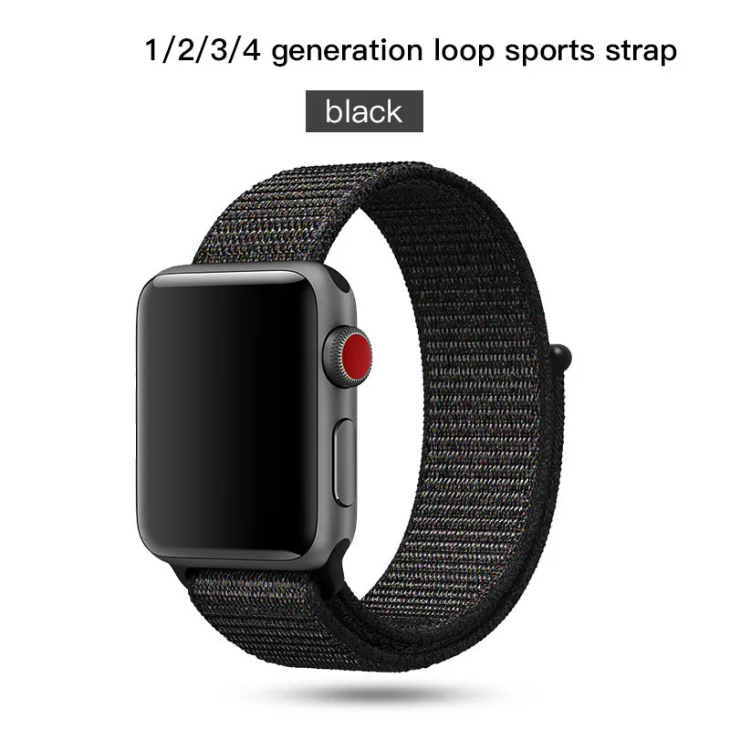 Sport Loop For Apple Watch Band Strap Apple Watch 4 Band 44mm 40mm Band 42mm 38mm Nylon Bracelet Watchband Series 3 2 1 4 - Цвет: black