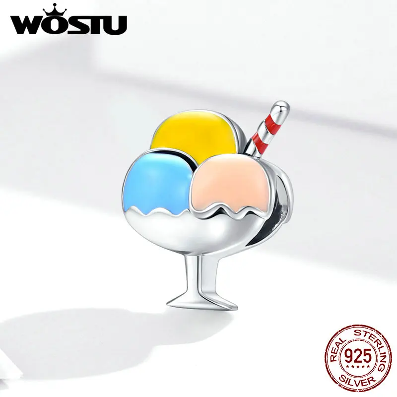 WOSTU 925 стерлингового серебра Шарм бисера Кристалл трехцветный шар подвеска