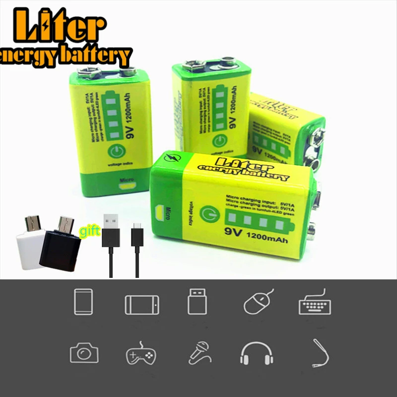1200mAh 9V USB Rechargeable Lipo Battery For microphone RC Camera Drone Accessories Bank power mobile phon 1200mAh 9V USB Rechargeable Lipo Battery For microphone RC Camera Drone Accessories Bank power mobile phon