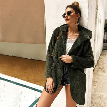 

Ladies Warm Outerwear Cardigan Coat Winter Women Cotton Fluffy Long Sleeve Jacket